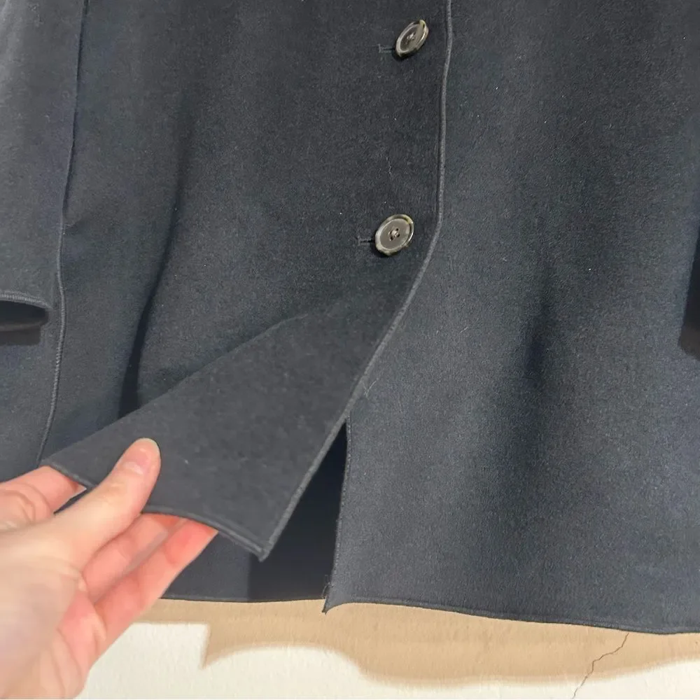 J. Crew Drapey Wool Blend Coat in Black Size Small Classic Minimal Timeless